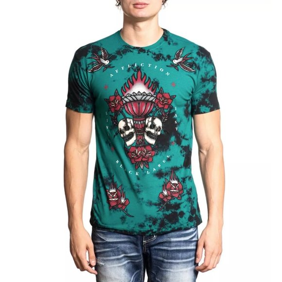 AFFLICTION Men's T-Shirt S/S SCARED TOUCH Black - Picture 9 of 12